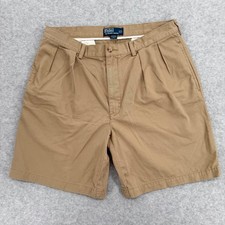 Polo Ralph Lauren Tyler Short Mens 36 Tan Pleated Khaki Chino Shorts 100 Cotton