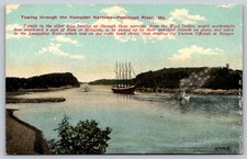 Hampden Narrows Penobscot River ME Smuggling Rum Molasses Postcard C423