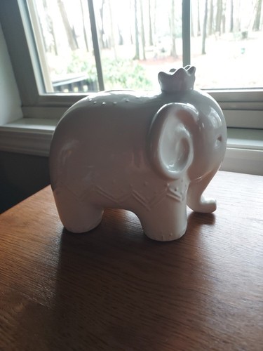 Pottery Barn ceramic "Elephant" bank - white Children's nursery Bank