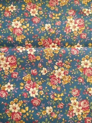 Vtg Concord Kessler Cotton Quilt Fabric Country Florals Pink Blue BTHY 18x44