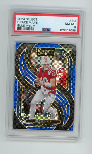 2024 Panini Select Drake Maye RC Rookie Blue Prizm #067/175 PSA 8 NM-MT (GN)