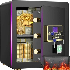 BESAFETY 2.5 Anti-Theft Steel Lock Safe Box for Cash with Alarm System