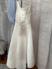 Vtg Ivory Beaded Wedding Dress Formal Sz 8 Long Ballgown