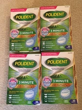 NEW (4Pk) Polident Antibacterial Dental Appliance/Denture Cleanser 30 ct 02/2028