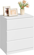 Kommode weiß mit 3 Schubladen, Sideboard für Wohnzimmer Schlafzimmer Flur, k005w