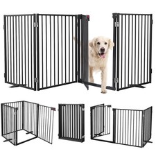 Metal Freestanding Dog Gates with Door Extra Wide 24"x32" Height 4 Panels