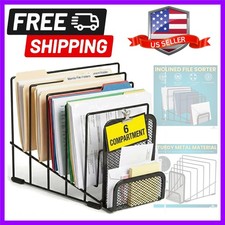 Metal Incline Desktop File Sorter, Wire File Organizer, Multi Step File Organ...