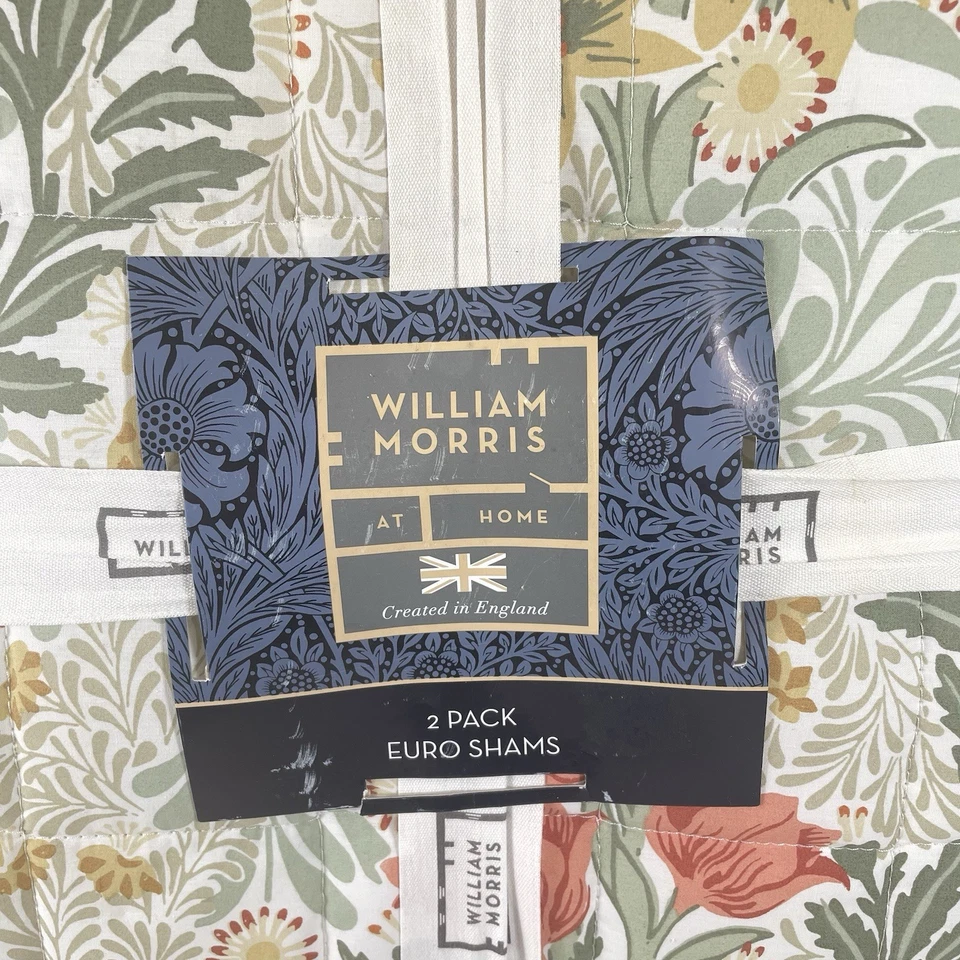 William Morris Bower Sage Euro Shams Almohadas Decorativas Fundas Falsas Solo S/2 Foto 4 de 4