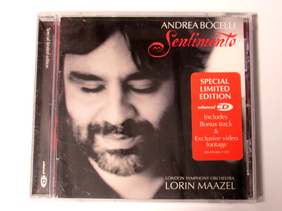Andrea Bocelli NEW Sentimento Special Limited Edition Lorin Maazel Cd FREE
