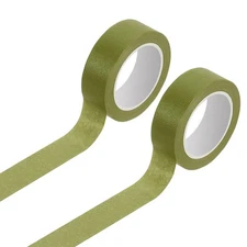 2 Rolls Colored Masking Tape, 11 Yards x 0.6" Decorative Tape, Dark Green
