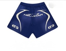 Hellstar Graphic Track Shorts Blue Drawstring...