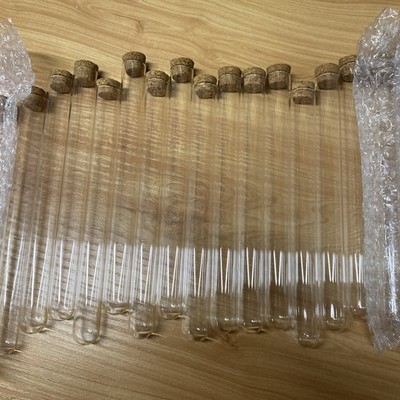 Set Of 22 Glass Test Tubes With Cork Caps Science Crafting Tubes 19/6inch 3/4inc