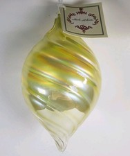 Mark Roberts Blown Glass Swirled Yellow/ Gold Iridescent Ornament NWT