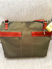 Fossil Olive Solid Tote Shoulder Bag Zip Top ...