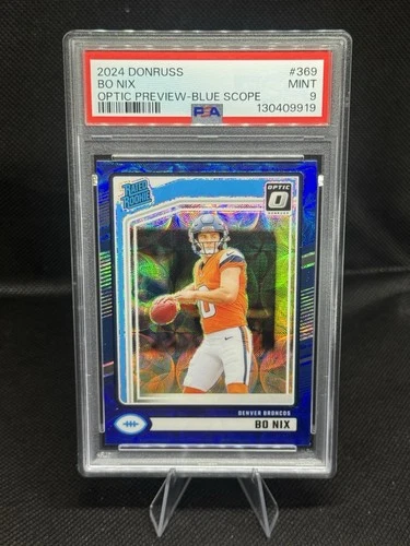 2024 Panini Donruss - Rated Rookie Bo Nix #369 Optic Preview Blue Scope Prizm