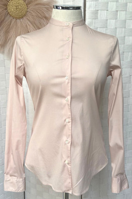 Aspesi Blouse Button Down Cotton Pink Long Sleeve Collarless Size 38 Italian