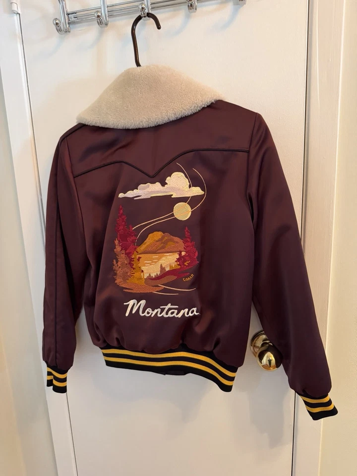 Chaqueta Bomber COACH Cristal Reversible Estampado Floral Talla PEQUEÑA Granate/Rosa Foto 2 de 2