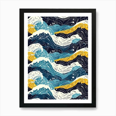 Tolles Wellenmuster, Matisse Stil A gerahmtes Wandbild Poster Leinwanddruck Bild