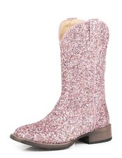 Roper Western Boots Girls Glitter Galore Zip Pink 09-017-1903-2814 PI