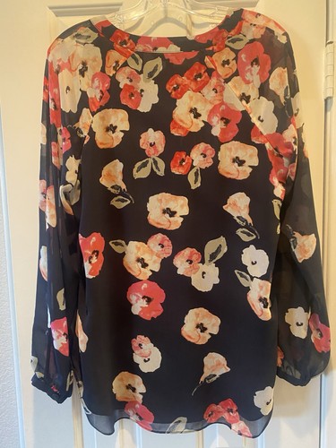CAbi Flowered Long Sleeve Blouse - Medium - Picture 3 of 3