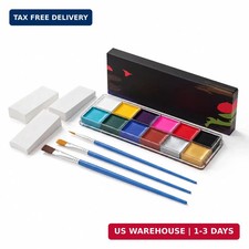 12 Color Oil Based Face Paint Kit with 3 Brush Sponge for Halloween Makeup
