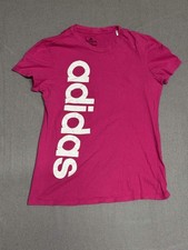 Adidas Women M Pink Short Sleeve T-shirt Vertical Logo