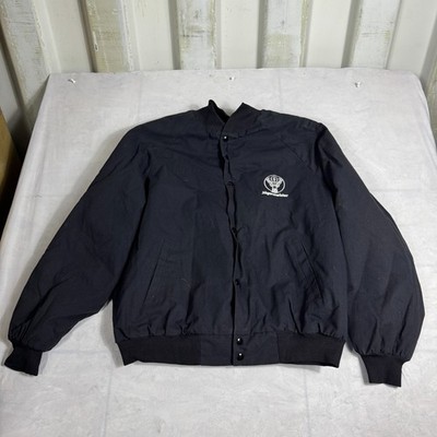 Vintage 90s West Ark Jägermeister Mens Bomber Jacket Black Full Zip USA Made XL