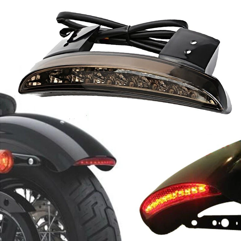 Luz trasera de freno LED para guardabarros para Harley Sportster Iron 883 1200 Dyna intermitente Foto 3 de 4