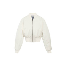 BALENCIAGA 2390 Ivory Cropped Bomber Jacket New  Authentic