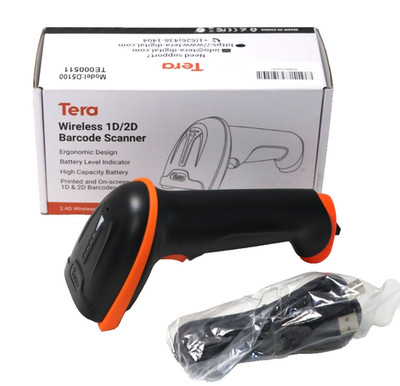 Tera D5100 Barcode Scanner 1D 2D QR Wireless Kabellos 2,4 GHz + Wired USB 2,0
