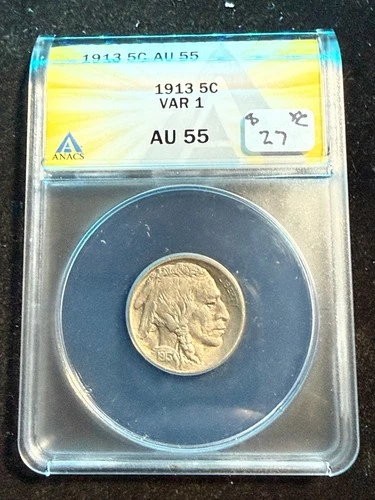 1913 BUFFALO NICKEL VARIETY 1 ANACS AU 55 697