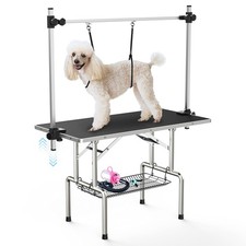 36''Large Dog Grooming Table, Adjustable Cat Drying Desktop with Arms, Nooses...