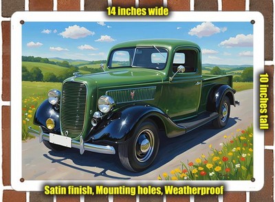 Metal Sign - 1937 Ford Pickup Truck 1 Oil Painting - 14x10