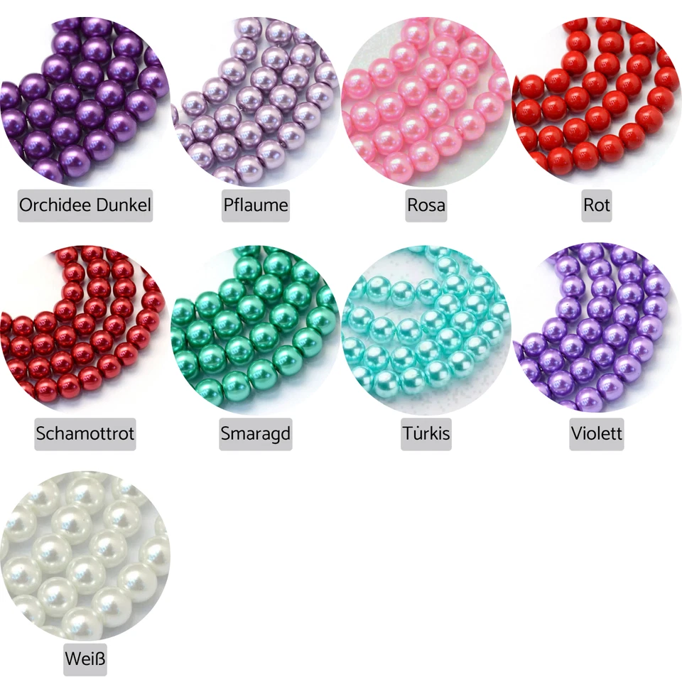 100x Glasperlen 6-7mm Glänzend Metallic Glänzend Perlen Set Glas Schmuck Basteln - Bild 3 von 3
