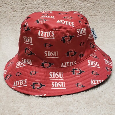 SDSU Aztecs Hat Cap Adult Red Black Bucket Floppy Fishing Reversible Mens 