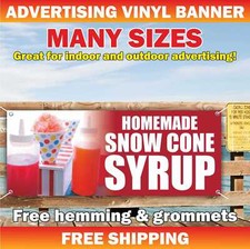 HOMEMADE SNOW CONE SYRUP Advertising Banner Vinyl Mesh Sign shaved ice cream