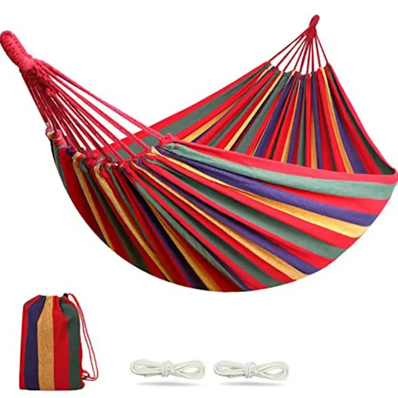 New 1 Durable Hammock Outdoor Camping Hammock W 2 pc Tree Straps For Hanging - Image 2 of 4