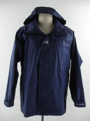 Helly Hansen Mens S Tech Fast Light Rain Jacket Packable Stowaway Hood Navy Blue