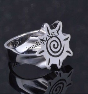 Authentic Fine Solid Metal Men's Gecko's Sun Band Ring 14k White Gold Plated Silver
