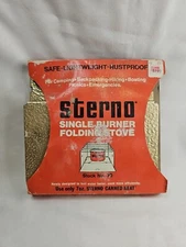 NOS Vintage Sterno Folding Cook Stove No. 30 Camping, Picnic, Emergency 7oz heat