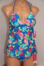 NWT Hula Honey Swimsuit Tankini 2pc set Sz M Strap side Bikini Push Up MLT