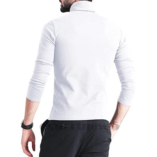 Turtleneck Base T-Shirt For Men Long Sleeves Comfort Fit Lot High Neck Casual - Picture 13 of 15