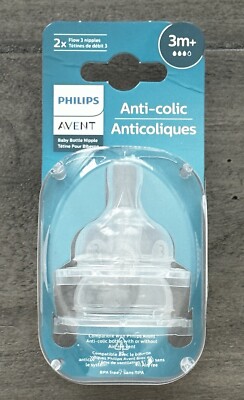 Philips AVENT 2x Flow 3 Nipples Anti-Colic - For Ages 3m+ - Brand New Sealed
