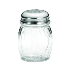 6 Oz Swirl Plastic Cheese Shaker with Perforated Chrome Plated Top Condiment