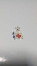 Vintage Red Cross Small Metal Pin Button - 1" Unbent