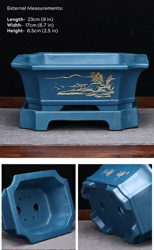 Large Rectangular Bonsai Pot W Tray High-grade Classic Chinese Purple Sand Pots - Picture 5 of 13