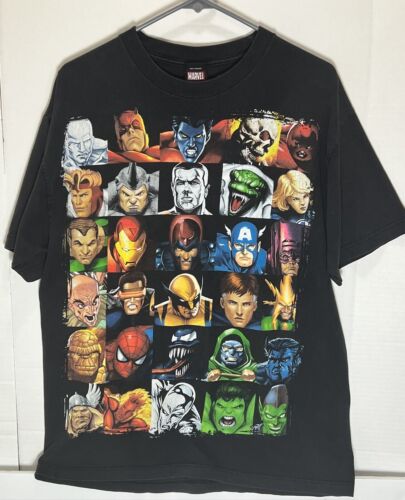 Mad Engine Marvel 90s Comics T-Shirt Men Size L AOP Heroes Villains Shirt - Afbeelding 1 van 11