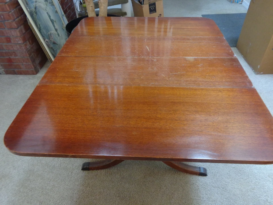 Mesa de comedor Duncan Phyfe Drop Leaf, 1927 Lex Chair Co, extensión, almohadillas, 5 sillas Foto 4 de 4