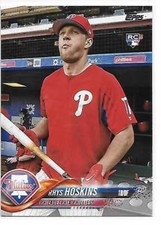 2018 Topps Series 1 BB Base Set Photo Var Rhys Hoskins RC Red Jersey Phillies