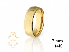 14K Yellow Gold 7mm Milgrain Edge Wedding Band Ring Comfort Fit Matte Brushed